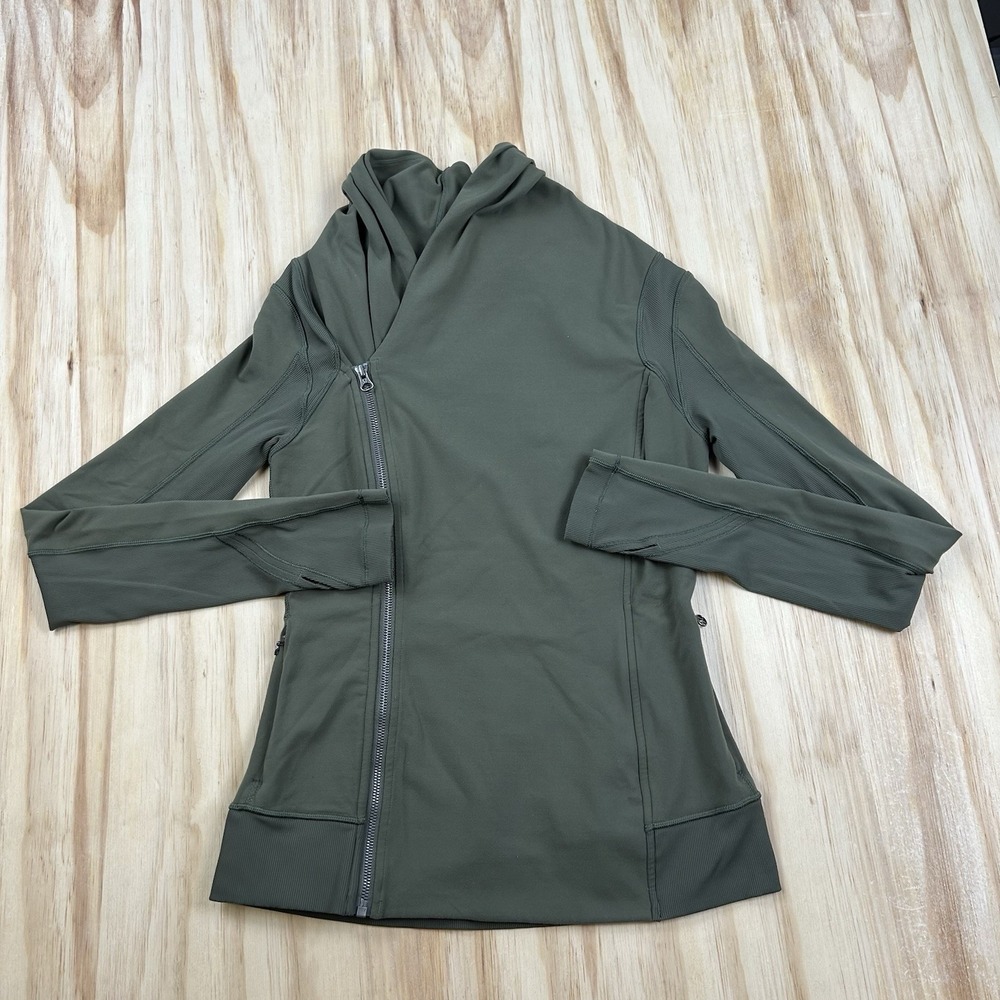 Lululemon Bhaki Yoga Jacket Green Size 8 Women's Full Zip Athletic Activewear
